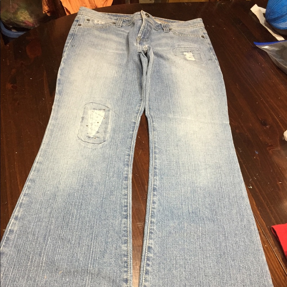 Lei jr sz11 denim w bling lace rip jeans